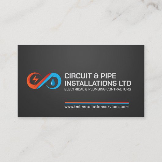 Beruflicher Unternehmer für Elektro- und Klempnert Visitenkarte (Vorderseite)