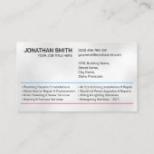 Beruflicher Unternehmer für Elektro- und Klempnert Visitenkarte (Rückseite)