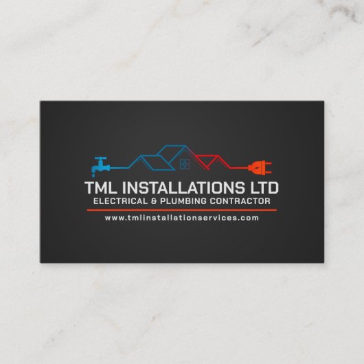 Beruflicher Unternehmer für Elektro- und Klempnert Visitenkarte (Vorderseite)