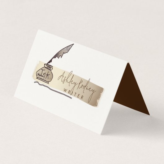 Beruflicher Vintager Golden Quill Pen Writer Visitenkarten (Vorderseite)