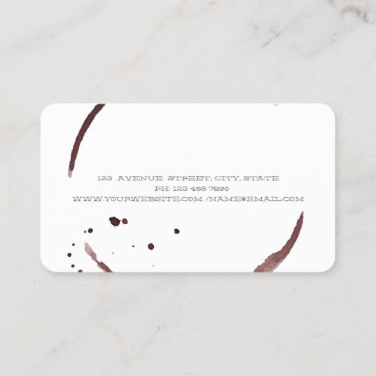 Beruflicher Weinstock Weinglas Visitenkarte (Rückseite)