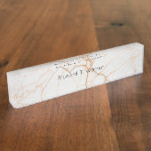 Beruflicher weißer und goldener Marmor Namensplakette (Seite)