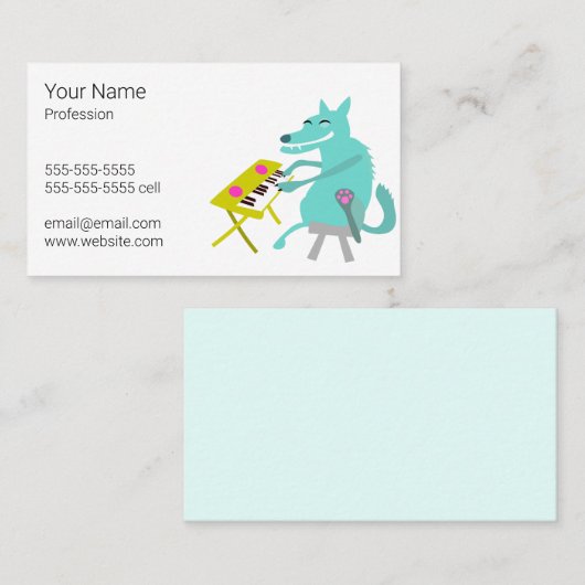 Beruflicher Wolf Klavier spielen Visitenkarte (Vorne/Hinten)
