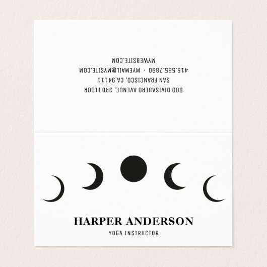 Beruflicher Yoga Instructor Black Moon Visitenkarten (Außenseite Aufgefaltet)