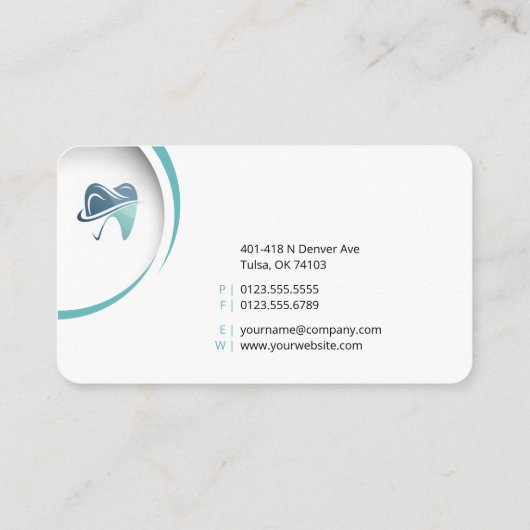 Beruflicher Zahnarzt | Zahnpflege Visitenkarte (Rückseite)