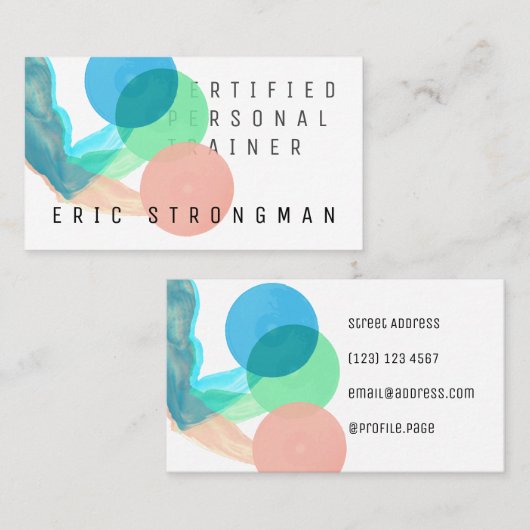 Berufliches abstraktes Kunstgewichtsanheben Visitenkarte (Vorne/Hinten)