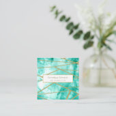 Berufliches Aqua Blue Watercolor Quadratische Visitenkarte (Stehend Vorderseite)