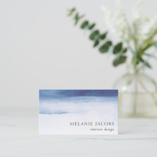 berufliches Aquarellblau Visitenkarte (Stehend Vorderseite)