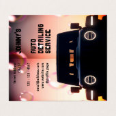 Berufliches Auto bei Dämmerung Visitenkarten (Außenseite Aufgefaltet)