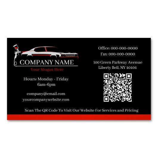 Berufliches Auto Body Paint Shop Automotive Magnetische Visitenkarte (Vorderseite)