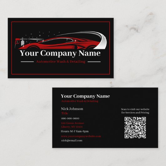 Berufliches Auto im Detail Autoabwasch-Unternehmen Visitenkarte (Vorne/Hinten)