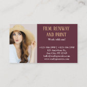 Berufliches benutzerdefiniertes Foto Red Burgundy Visitenkarte (Rückseite)