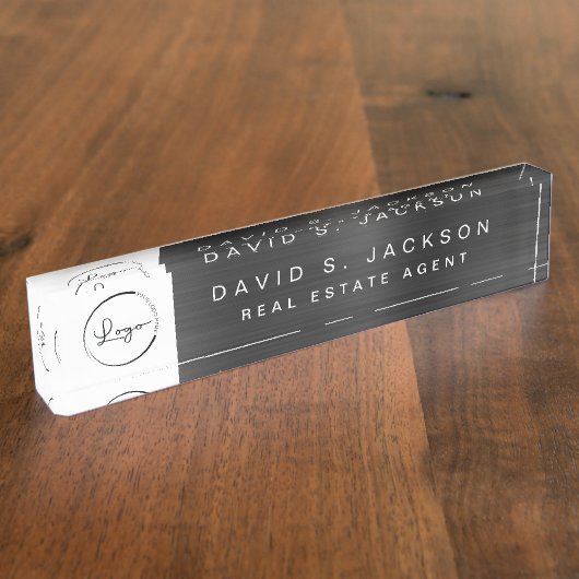 Berufliches, benutzerdefiniertes Logo Schwarz Namensplakette (Seite)