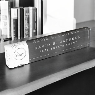 Berufliches, benutzerdefiniertes Logo Schwarz Namensplakette