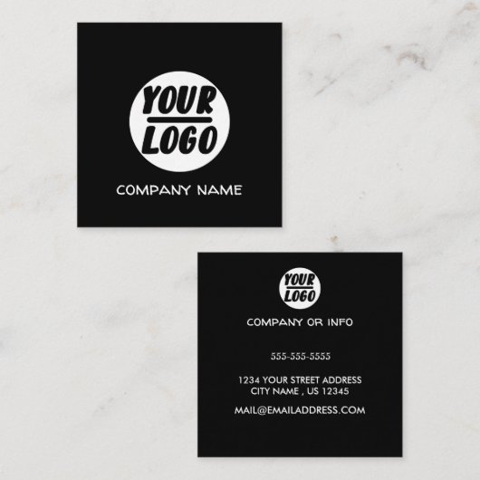 berufliches, benutzerfreundliches Schwarzes Firmen Quadratische Visitenkarte (Vorne/Hinten)