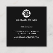 berufliches, benutzerfreundliches Schwarzes Firmen Quadratische Visitenkarte (Rückseite)