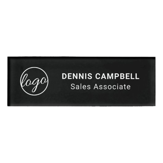 Berufliches Black Business-Logo Namenschild (Vorderseite)