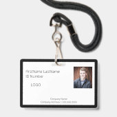 Berufliches Black Employee-ID-Abzeichen mit Strich Ausweis (Vorderseite mit Lanyard)