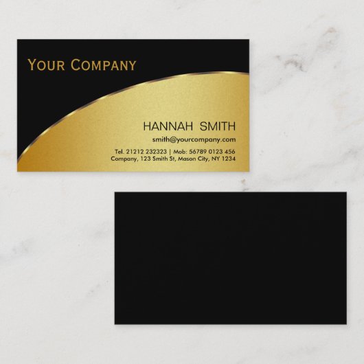 Berufliches Black Gold Metal Modernes elegantes Bu Visitenkarte (Vorne/Hinten)