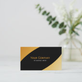 Berufliches Black Gold Metal Modernes Elegantes Visitenkarte (Stehend Vorderseite)