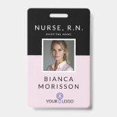 Berufliches Black & Pink Nurse ID-Abzeichen Ausweis (Vorderseite)