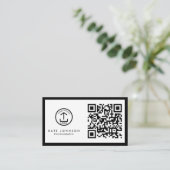 Berufliches Black QR Code Business-Logo Visitenkarte (Stehend Vorderseite)