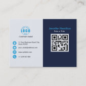Berufliches Blau Fügen Sie Ihrem Logo QR-Code hinz Visitenkarte (Vorderseite)