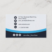 Berufliches Blau Fügen Sie Ihrem Logo QR-Code hinz Visitenkarte (Rückseite)