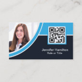 Berufliches Blau hinzufügen des QR-Code-Fotos für Visitenkarte (Vorderseite)