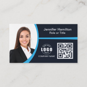 Berufliches Blau hinzufügen des QR-Code-Fotos für  Visitenkarte