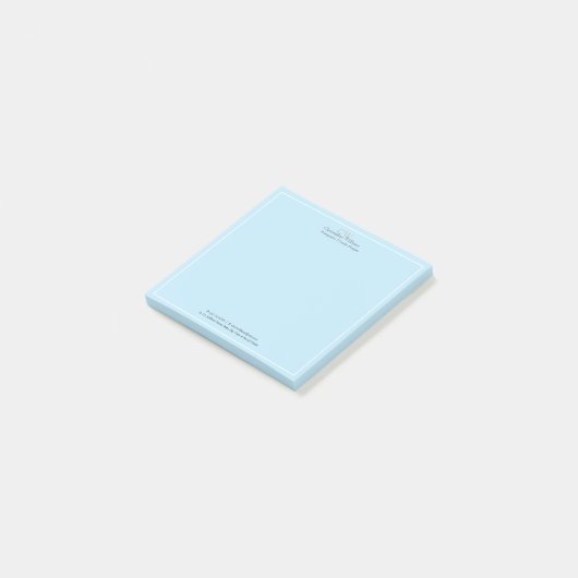 Berufliches Blau Minimalistisch Post-it Klebezettel (angewinkelt)