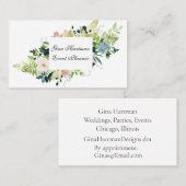 Berufliches Blau und blaue Wasserfarben Bouquet Visitenkarte (Vorne/Hinten)