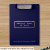 Berufliches Blau und Gold Klemmbrett