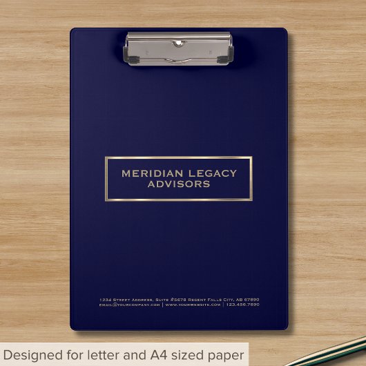 Berufliches Blau und Gold Klemmbrett