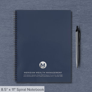 Berufliches Blau und Silver Business Monogram Notizblock