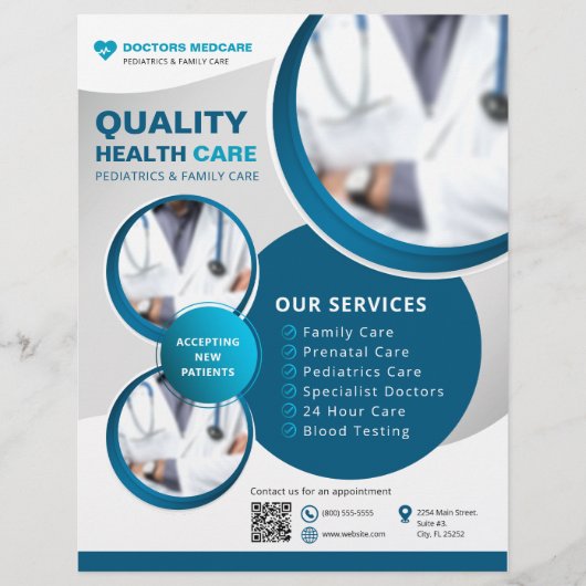 Berufliches blauer Gesundheitswesen Flyer (Vorne)