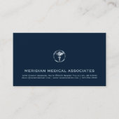 Berufliches blaues Caduceus Logo Visitenkarte (Vorderseite)