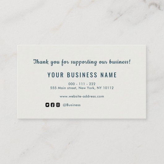 berufliches blaues Dankeschön Geschäftskarte Visitenkarte (Rückseite)