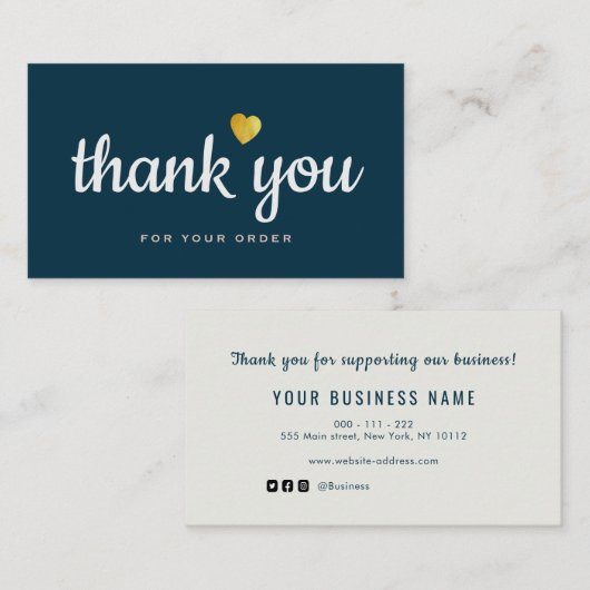 berufliches blaues Dankeschön Geschäftskarte Visitenkarte (Vorne/Hinten)