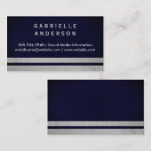 Berufliches blaues Leder/Glitzer Streifen Visitenkarte (Vorne/Hinten)