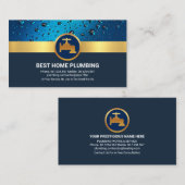 Berufliches blaues Wasser tropft Gold Faucet Visitenkarte (Vorne/Hinten)