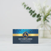 Berufliches blaues Wasser tropft Gold Faucet Visitenkarte (Stehend Vorderseite)