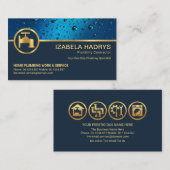 Berufliches blaues Wasser tropft Gold Klempner-Sym Visitenkarte (Vorne/Hinten)