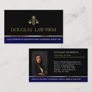 Berufliches Blue Attorney Foto Visitenkarte