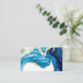 Berufliches Blue Gold Marmor Abstrakte Kunst Visitenkarte (Stehend Vorderseite)
