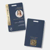 Berufliches Blue & Gold Notar QR Code Foto ID Ausweis (Front & Back)