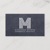 Berufliches Blue Leather Monogram Visitenkarte (Vorderseite)