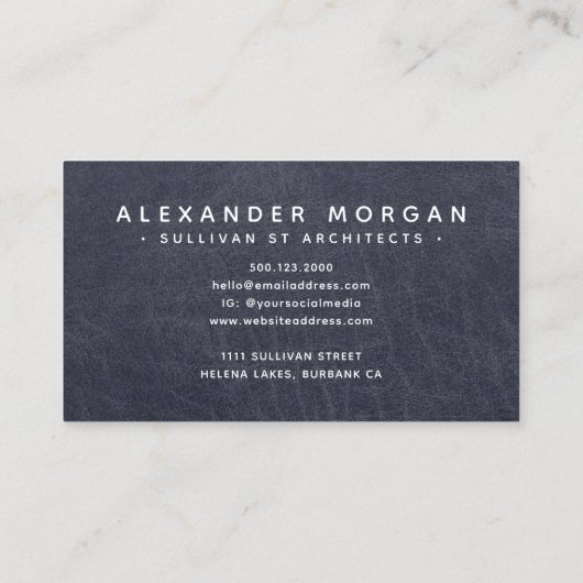 Berufliches Blue Leather Monogram Visitenkarte (Rückseite)