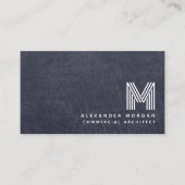 Berufliches Blue Leather Monogram Visitenkarte (Vorderseite)