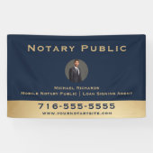 Berufliches Blue Notary Round Foto Marketing Banner (Horizontal)